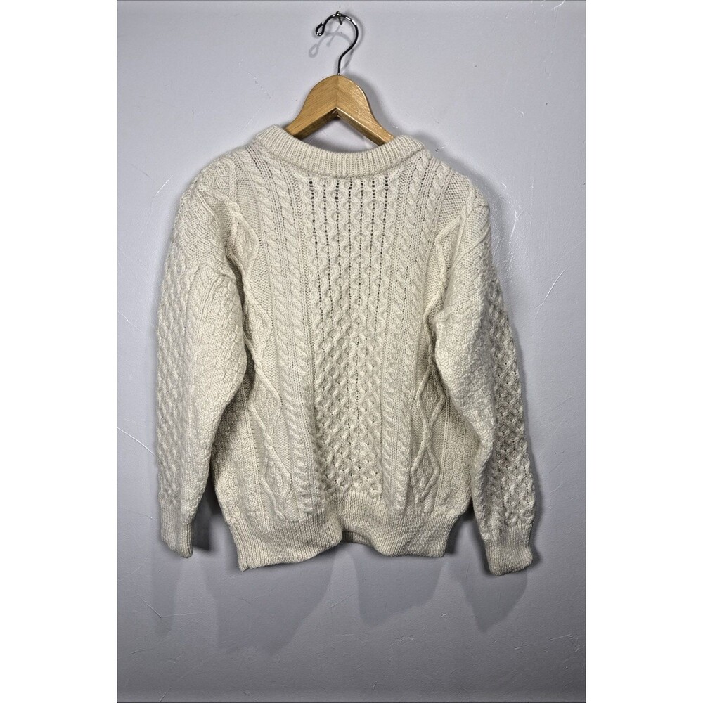 The Irish Store Cream Cableknit Wool Sweater Size Medium